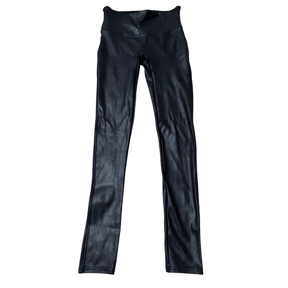 Spanx Faux Leather Leggings Black High Rise Shaper Pants Medium M 20290R - Picture 1 of 5